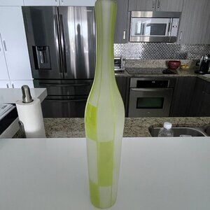 Green Glass and Frosted Bottle/Vase